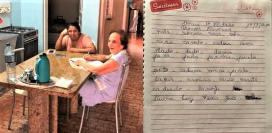 Professora aposentada de 92 anos tem melhoras na saúde ao alfabetizar sua cuidadora