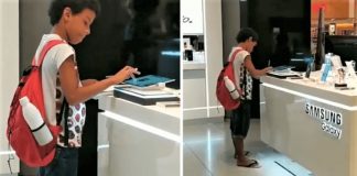 Menino filmado estudando em um tablet de uma loja, ganha o aparelho da Samsung