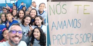 Alunos encheram sala de aula com mensagens de encorajamento para o professor com depressão.