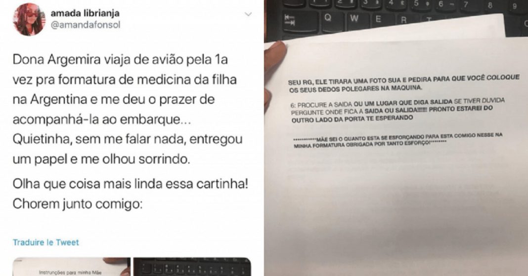 Carta de filha ensinando mãe a viajar de avião viraliza na internet