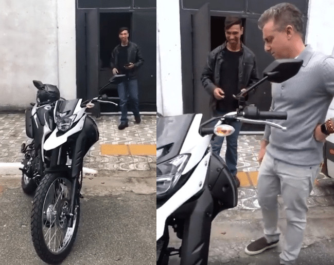 Motoboy que levou no colo mulher desconhecida na chuva ganha moto nova de presente sensivel-mente.com - Motoboy que levou no colo mulher desconhecida na chuva ganha moto nova de presente