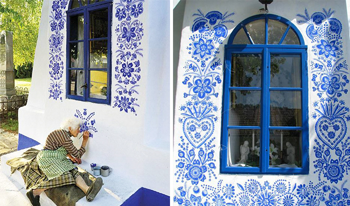 sensivel-mente.com - Avó tcheca de 90 anos transforma pequena vila em sua galeria de arte pintando flores em suas casas