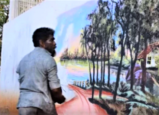 Homem morador de rua pinta murais fantásticos usando somente folhas de plantas, lama e pigmentos naturais