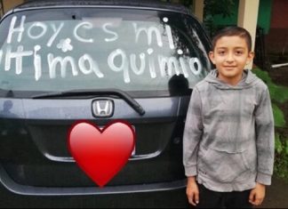 “Hoje é minha última quimioterapia”:  criança venceu o câncer e comemorou com frase no carro!