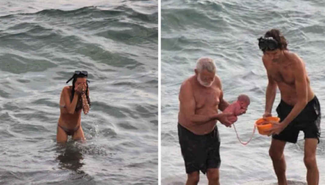 Mulher deu à luz no Mar Vermelho e as imagens são surpreendentes