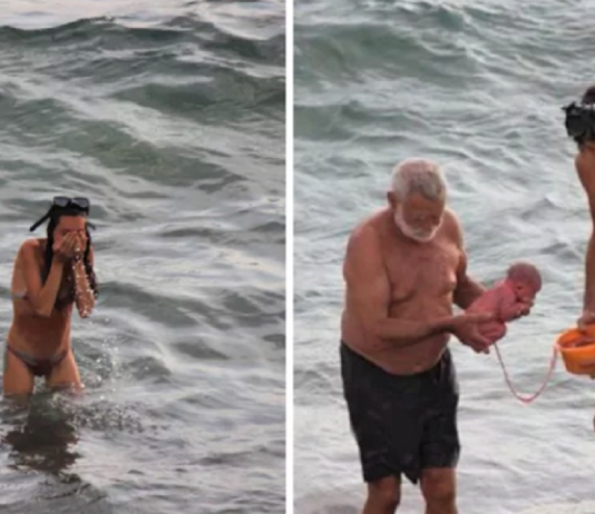 Mulher deu à luz no Mar Vermelho e as imagens são surpreendentes