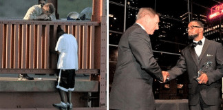 Oficial convence homem a não tirar sua vida, 8 anos após recebe prêmio dele em homenagem por o salvar
