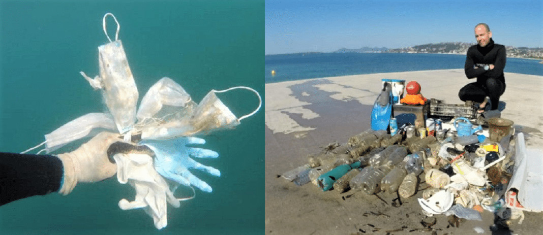 Brevemente no Mediterrâneo terá  mais máscaras e luvas do que águas-vivas: tristes imagens do fundo do mar da Riviera Francesa.