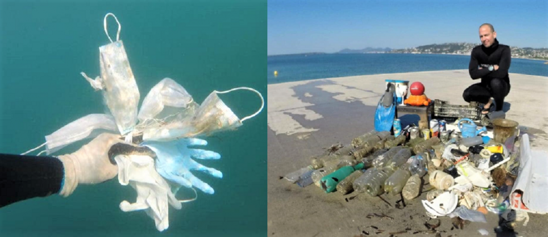 Brevemente no Mediterrâneo terá  mais máscaras e luvas do que águas-vivas: tristes imagens do fundo do mar da Riviera Francesa.