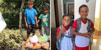 Irmãos que vendiam legumes na estrada vão à escola pela 1ª vez. Eles têm uma casa nova