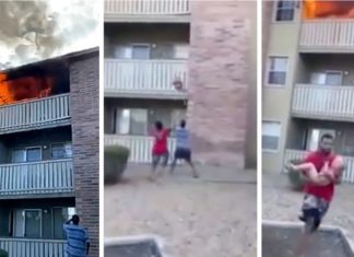 Jovem pegou nos braços um garoto que caiu do terceiro andar de um prédio em chamas e o salvou.