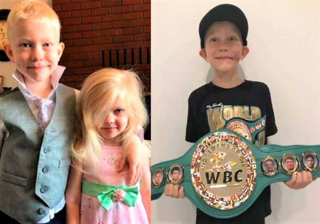 Menino que salvou sua irmã de ataque por um cachorro ganhou cinturão de campeão de boxe