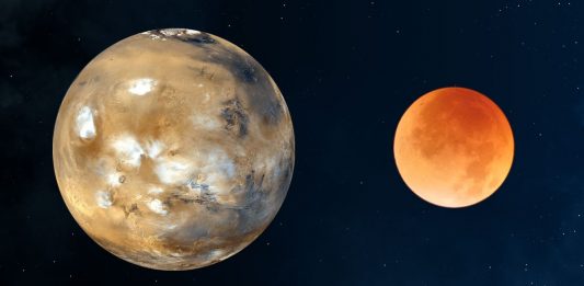 Lua e marte farão uma conjunção neste domingo (9) promovendo grande espetáculo nos céus