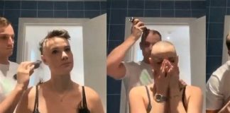Em cena emocionante o rapaz raspa os cabelos de sua namorada e a surpreende com atitude: Assista ao vídeo