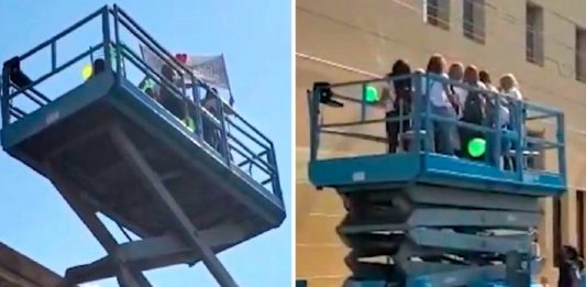 Amigas alugaram um guindaste para fazer surpresa para uma amiga hospitalizada