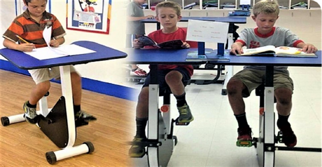 Escola cria mesa de estudo com pedal para os alunos com hiperatividade