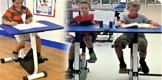 Escola cria mesa de estudo com pedal para os alunos com hiperatividade