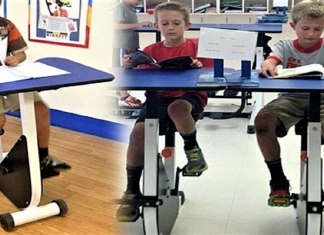Escola cria mesa de estudo com pedal para os alunos com hiperatividade
