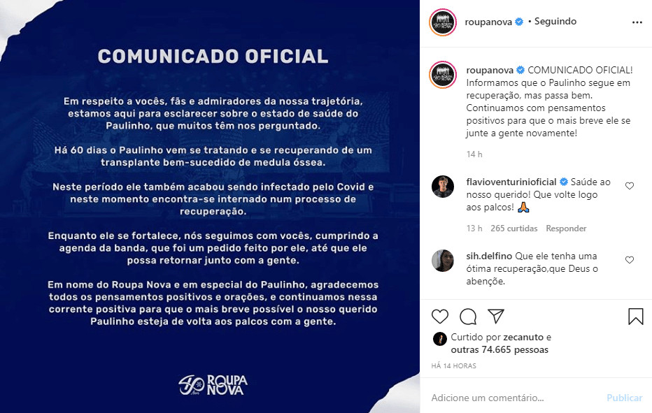 sensivel-mente.com - Vocalista da banda &ldquo;Roupa Nova&rdquo; foi internado em estado grave, com Covid-19