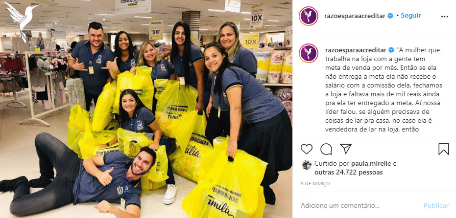 sensivel-mente.com - Funcion&aacute;rios de uma loja compraram produtos para ajudar a colega atingir a meta de vendas e ganhar a comiss&atilde;o