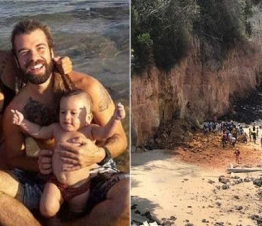 Mãe ao tentar proteger seu filho no desabamento de falésia em pipa acaba morrendo abraçada a ele