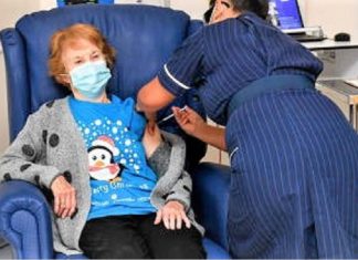 Senhora de 90 anos é a 1ª pessoa a ser vacinada contra Covid-19 no Reino Unido.