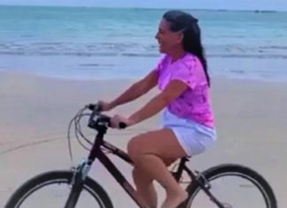 Glória Pires, aos 57 anos, celebra dar o primeiro passeio de bicicleta de sua vida: ”Nunca é tarde”