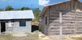 Mãe e filha constroem casa com garrafas de vidro extraídas do lixo