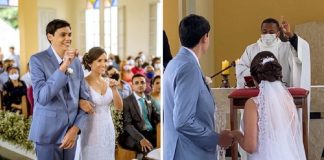 Padre celebra o casamento em linguagem de sinais para um casal surdo. Eles imortalizaram seu amor com as mãos