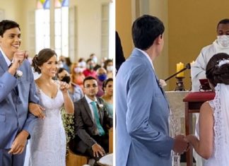 Padre celebra o casamento em linguagem de sinais para um casal surdo. Eles imortalizaram seu amor com as mãos