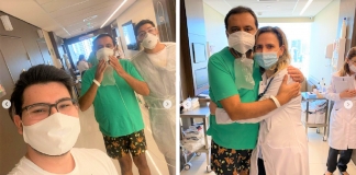 Geraldo Luís caminha pelos corredores do hospital e deve ter alta nos próximos dias!