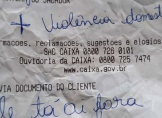 “Socorro, violência doméstica, ele tá lá fora”: Mulher agredida pede ajuda com um bilhete