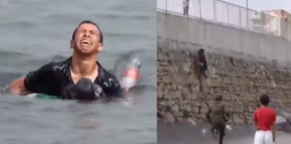 Adolescente migrante chegou ao enclave espanhol nadando amarrado a garrafas plásticas para flutuar- (Assista ao emocionante vídeo)