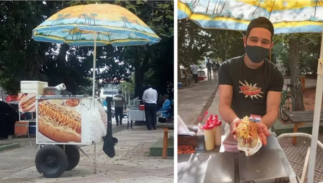 Rapaz perdeu o emprego com a pandemia e se recuperou abrindo barraca de Hot Dog