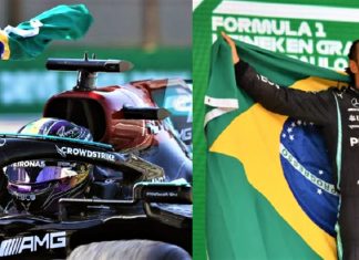 Lewis Hamilton vence GP Fórmula 1 do Brasil e emociona torcedores levantando a Bandeira brasileira