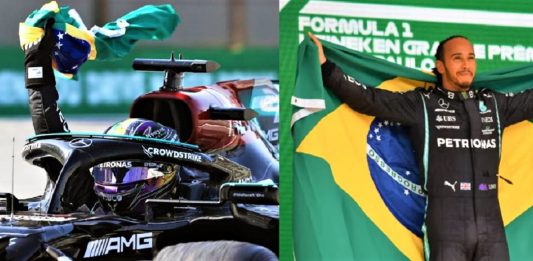 Lewis Hamilton vence GP Fórmula 1 do Brasil e emociona torcedores levantando a Bandeira brasileira