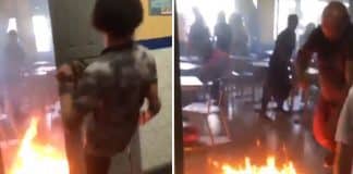 Garoto de 12 anos coloca fogo na sala com alunos dentro (vídeo)