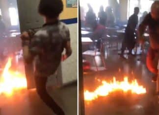 Garoto de 12 anos coloca fogo na sala com alunos dentro (vídeo)