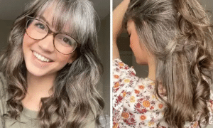 Mulher de 26 anos inspira ao assumir seus cabelos grisalhos que ela tinha desde a infância