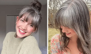 sensivel-mente.com - Mulher de 26 anos inspira ao assumir seus cabelos grisalhos que ela tinha desde a inf&acirc;ncia